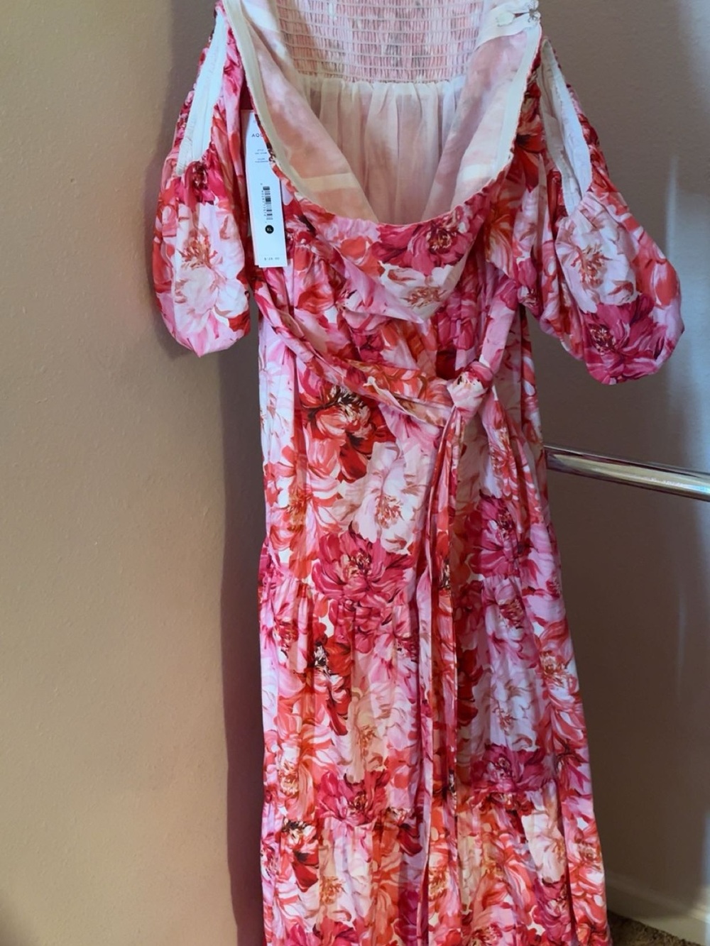 Aqua Pink Floral Off-Shoulder Maxi Dress - Picture 2 of 5